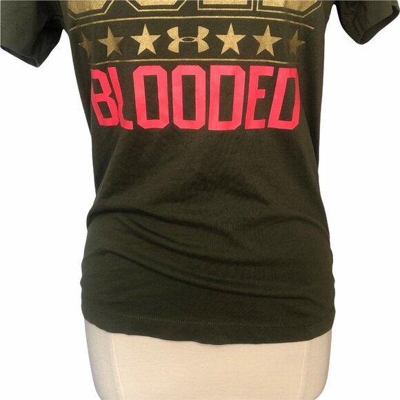 Under Armour Tshirt Womens Green Medium Semi Fitted Gold Blooded Olympics USA - Picture 4 of 6